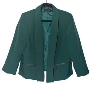 Black Label by Evan Picone‎ Women's Emerald Green open front Blazer Size 12